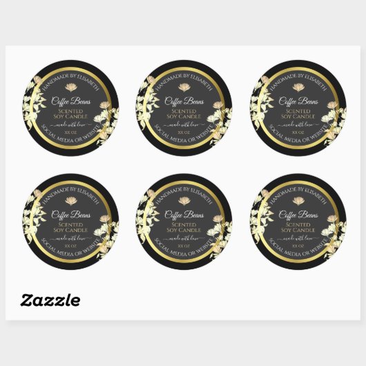 Elegante Bloemen Product Verpakkingsetiketten Zwar Ronde Sticker (Vel)