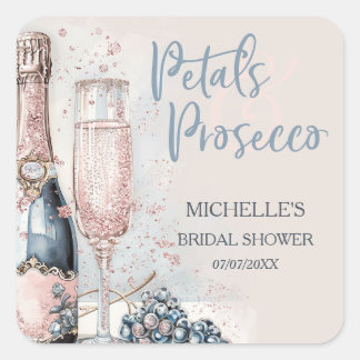 Elegante Bloemen & Prosecco Boho Roze Roze Zomer Vierkante Sticker
