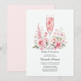 Elegante Bloemen & Prosecco Bruidsmeisjesfeest Kaart