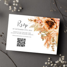 Elegante Bloemen QR Code Terracotta Herfstbruiloft