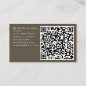 Elegante Bloemen QR Visitekaartje Zwart Beige (Achterkant)