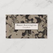 Elegante Bloemen QR Visitekaartje Zwart Beige (Voorkant)
