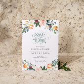 Elegante Bloemen Rand Bewaar de Datum Typografie Kaart