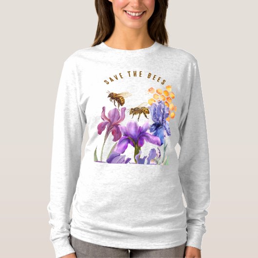 Elegante bloemen redden de bijen t-shirt (Voorkant)