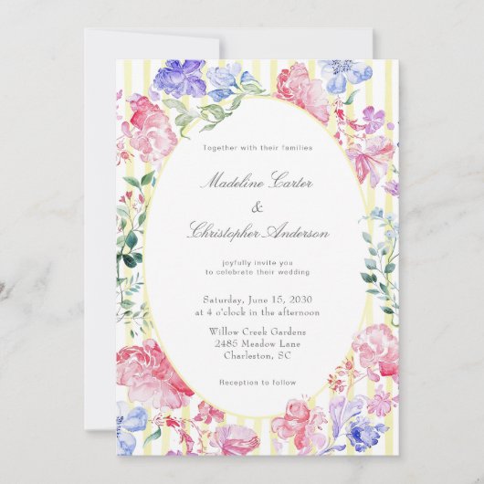  Elegante Bloemen Regency Tijdperk Huwelijk Kaart (Voorkant)