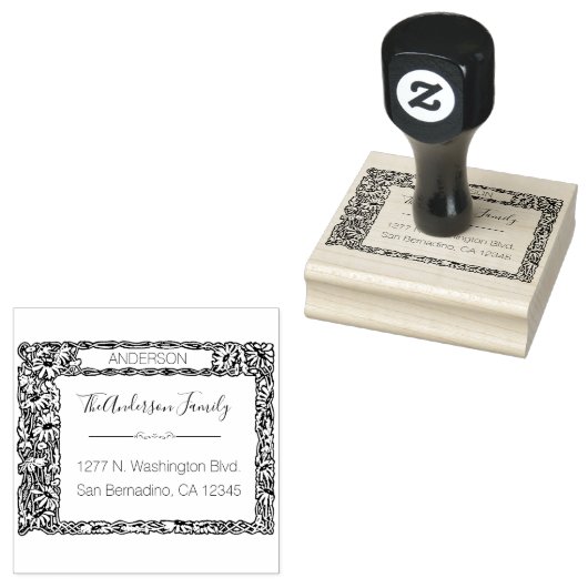 Elegante bloemen | Retouradres aangepast script Rubberstempel (Gestempeld)