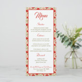 Elegante Bloemen Rode Anjer Bloemen Trouwmenu Menu (Staand voorkant)