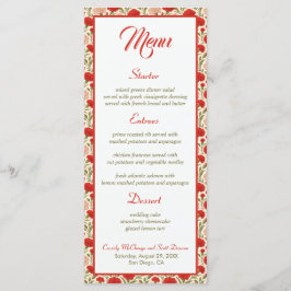 Elegante Bloemen Rode Anjer Bloemen Trouwmenu Menu
