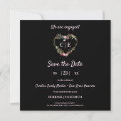 Elegante Bloemen Rode Hart 3 foto's Instant Engage Save The Date (Achterkant)
