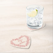 Elegante Bloemen Rode Hart Valentijnsdag Kartonnen Onderzetters (Insitu)