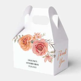 Elegante Bloemen Rood Sinaasappel Roos Verjaardag  Bedankdoosjes