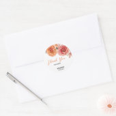 Elegante Bloemen Rood Sinaasappel Roos Verjaardag  Ronde Sticker (Envelop)