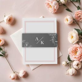 Elegante Bloemen Rook Grijs Huwelijk Uitnodigingen Wikkel