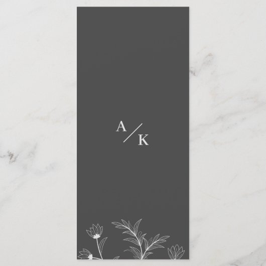 Elegante Bloemen Rook grijs Trouwmenu Menu (Achterkant)