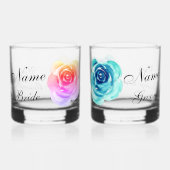 Elegante Bloemen Roos Bruid Bruidegom Verjaardag H Whisky Glas (Voorkant)