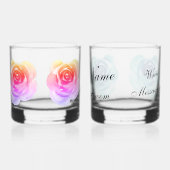 Elegante Bloemen Roos Bruid Bruidegom Verjaardag H Whisky Glas (Links)