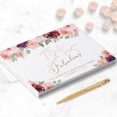 Elegante Bloemen Roos Gold Folie 75e Verjaardag Pa Gastenboek