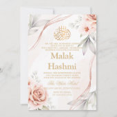 Elegante Bloemen Roos Goud Design Islamitische Aqi Kaart (Voorkant)