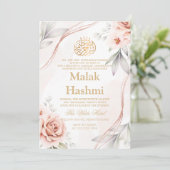 Elegante Bloemen Roos Goud Design Islamitische Aqi Kaart (Staand voorkant)