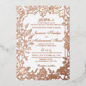 Elegante Bloemen RoseGoud Lijst Moslim bruiloft Ni Folie Uitnodiging (Voorkant)
