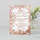 Elegante Bloemen RoseGoud Lijst Moslim bruiloft Ni Folie Uitnodiging (Staand Voorkant)