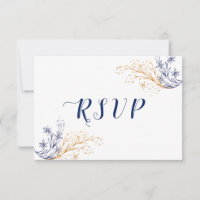 Elegante Bloemen Royal Blue Rozen & Gouden Bloemen