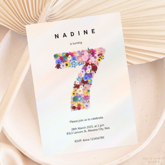 Elegante Bloemen Roze 7e Verjaardag Tuin Lente Kaart