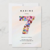 Elegante Bloemen Roze 7e Verjaardag Tuin Lente Kaart (Voorkant)