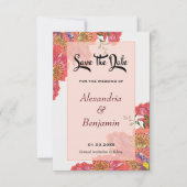 Elegante Bloemen Roze Bloemen Waterverf bruiloft Save The Date (Voorkant)