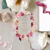 Elegante Bloemen Roze, Bourgogne, Champagne bruilo Acryl Uitnodigingen