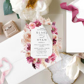 Elegante Bloemen Roze, Bourgogne, Champagne bruilo Acryl Uitnodigingen