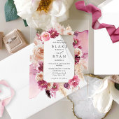 Elegante Bloemen Roze, Bourgondische Waterverf bru Acryl Uitnodigingen