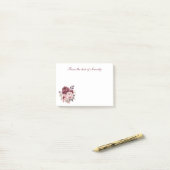 Elegante Bloemen Roze Bourgondische Waterverf pioe Post-it® Notes (Op bureau)