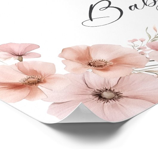 Elegante Bloemen Roze Bow Baby shower Welkom Poster (Hoek)