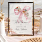 Elegante Bloemen Roze Bow Baby shower Welkom Poster