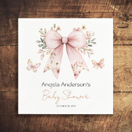 Elegante Bloemen Roze Bow Meisje Baby shower Servet