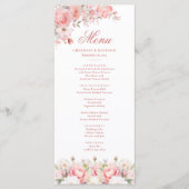 Elegante bloemen roze bruiloft menu (Voorkant)
