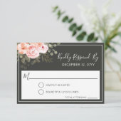 Elegante Bloemen Roze Bruiloft Uitnodiging RSVP (Staand voorkant)