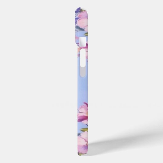 Elegante Bloemen Roze Dragonfly iPhone 15 Hoesje (Achterkant / Links)