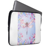 Elegante Bloemen Roze Dragonfly Laptop Mouw 13" Laptop Sleeve (Voorkant Rechts)