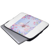 Elegante Bloemen Roze Dragonfly Laptop Mouw 13" Laptop Sleeve (Voorkant onderkant)