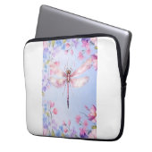 Elegante Bloemen Roze Dragonfly Laptop Mouw 13" Laptop Sleeve (Voorkant Links)
