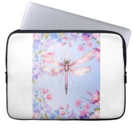 Elegante Bloemen Roze Dragonfly Laptop Mouw 13" Laptop Sleeve