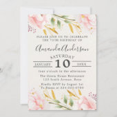 Elegante bloemen roze en goud 75e verjaardag kaart (Voorkant)