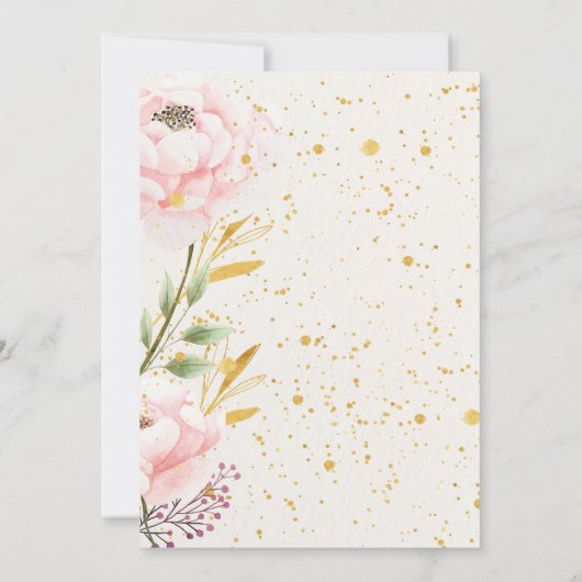 Elegante bloemen roze en goud 75e verjaardag kaart (Achterkant)