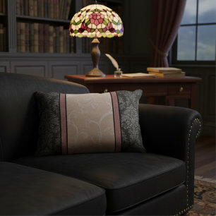 Elegante Bloemen  Roze en Grijze Damask Accent Kussen