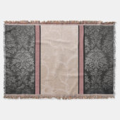 Elegante Bloemen  Roze en Grijze Damask Deken (Voorkant)