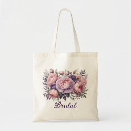 Elegante Bloemen Roze en Paarse Bloemen Bruid Tote Bag