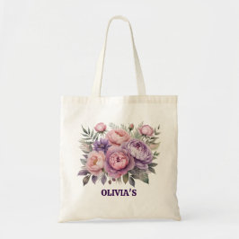 Elegante bloemen roze en Paarse bloemen Tote Bag