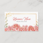 Elegante Bloemen Roze Goud Accent Botanisch Groen Visitekaartje (Achterkant)